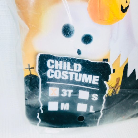 COPY - Halloween Ghost Spooktacular Kids White Ghost Costumes with Pumpkin Buck… - Picture 2 of 3